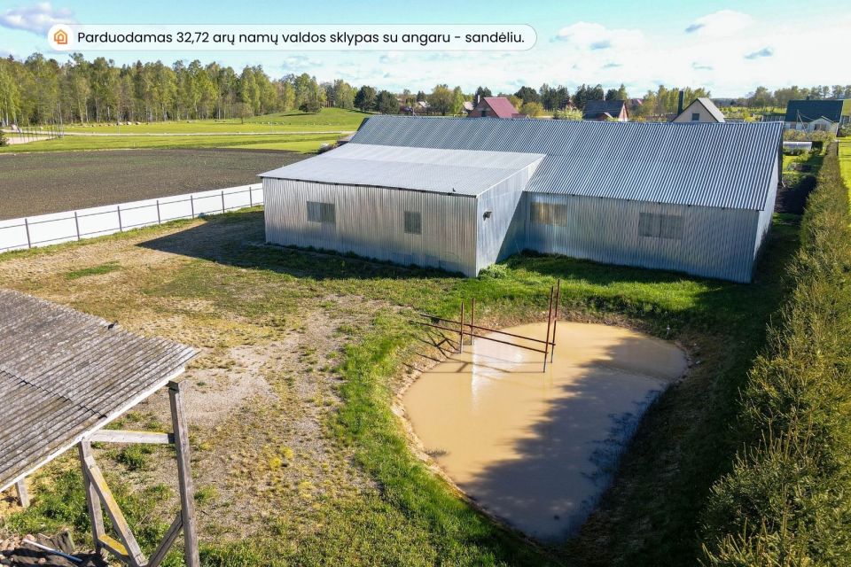 Parduodamas 32,72 arų sklypas su 398,54 kv. m ploto sandėliu – angaru Vaikų g. 13, Naisių k., Šiaulių r.