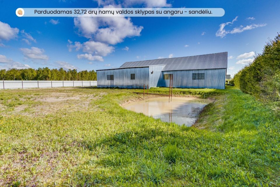 Parduodamas 32,72 arų sklypas su 398,54 kv. m ploto sandėliu – angaru Vaikų g. 13, Naisių k., Šiaulių r.