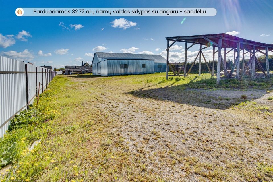 Parduodamas 32,72 arų sklypas su 398,54 kv. m ploto sandėliu – angaru Vaikų g. 13, Naisių k., Šiaulių r.