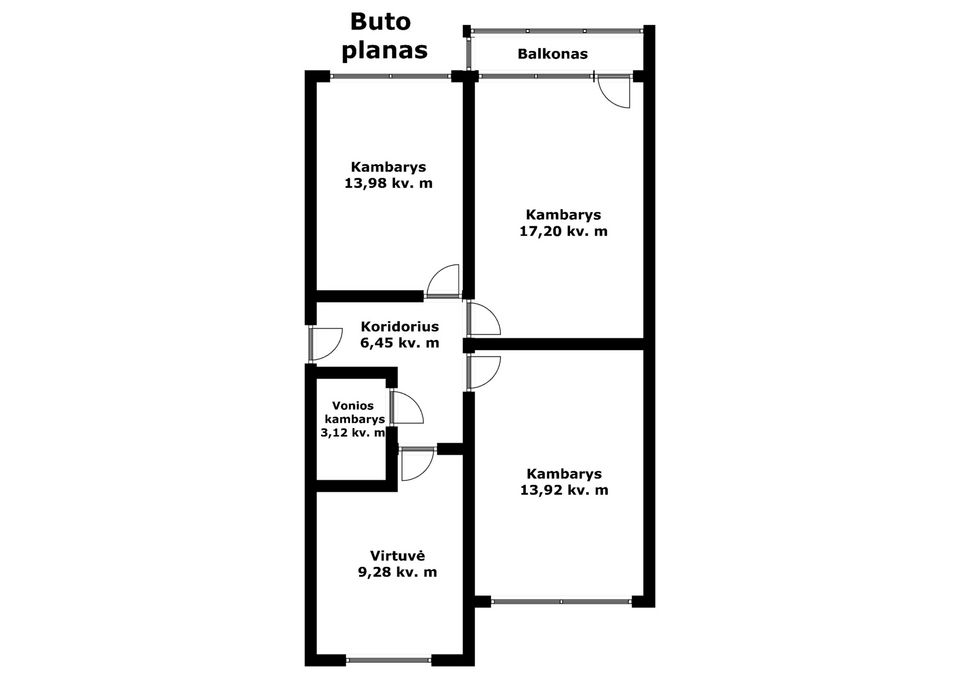 Parduodamas 3 kambarių butas Krymo g. 8, Šiauliuose