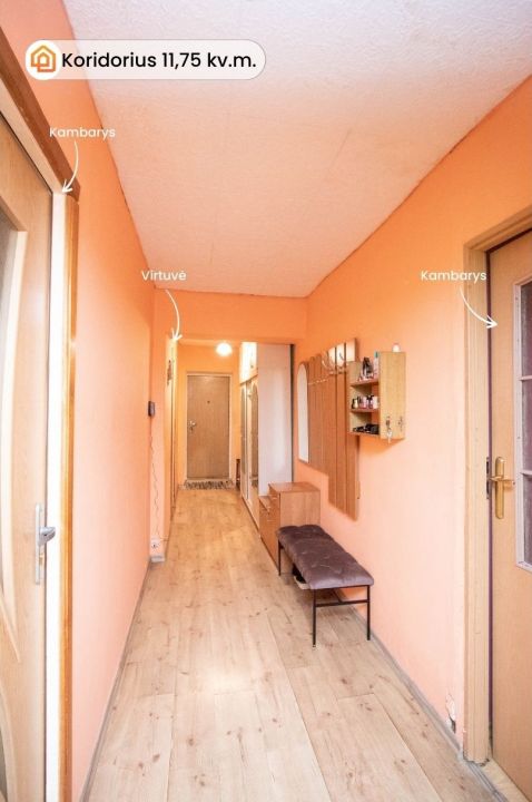 Parduodamas 3 kambarių butas Kur&scaron;ėnuose, Daugėlių g. 63