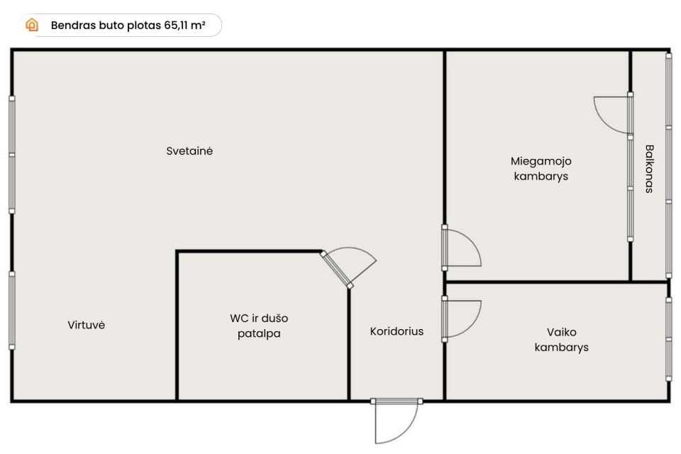 Parduodamas 3 kambarių butas, renovuotame, mūriniame name, adresu V. Kudirkos g. 15, N. Akmenėje