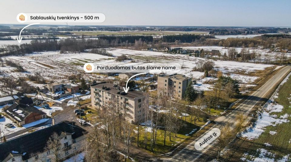 Parduodamas 2 kambarių, 50 kv.m. butas su židiniu ir pirtimi &scaron;alia Sablauskių tvenkinio, Akmenės r.