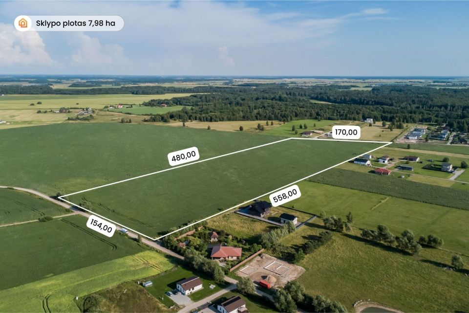 Parduodamas 7,98 ha žemės sklypas Radailiuose, vienoje patraukliausių Klaipėdos rajono vietų
