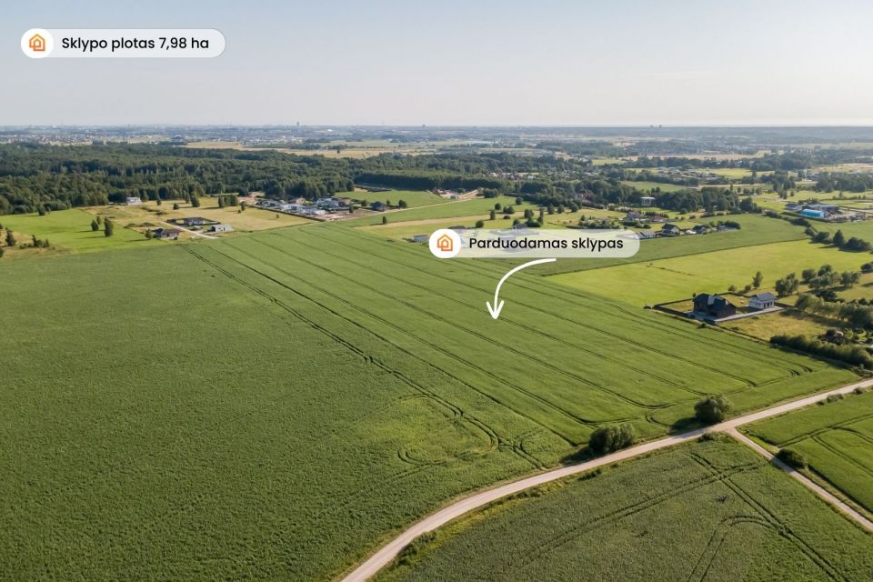 Parduodamas 7,98 ha žemės sklypas Radailiuose, vienoje patraukliausių Klaipėdos rajono vietų