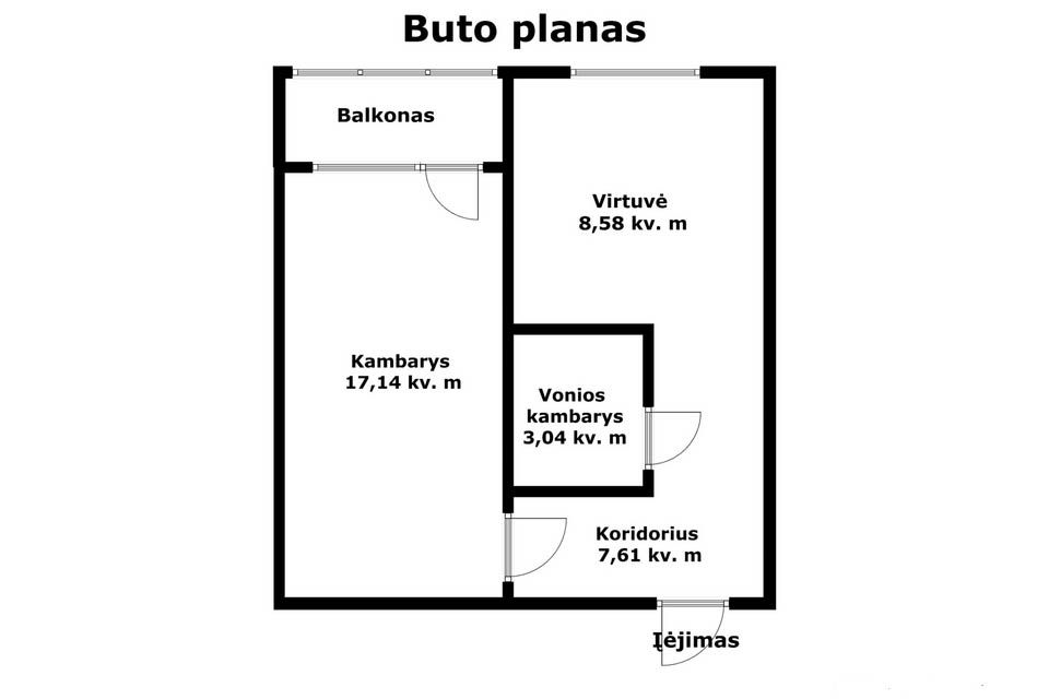 Parduodamas erdvus 1 kambario butas &Scaron;iauliuose, Kviečių g.