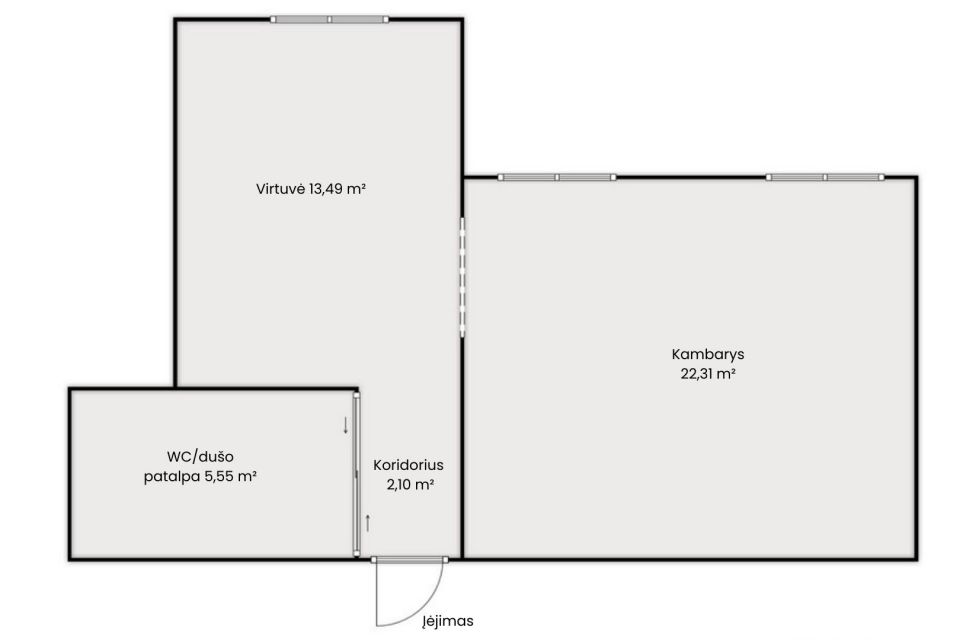 Parduodamas erdvus 45,12 kv.m. 1 kambario butas su grindiniu &scaron;ildymu Skuode, Vytauto g. 61