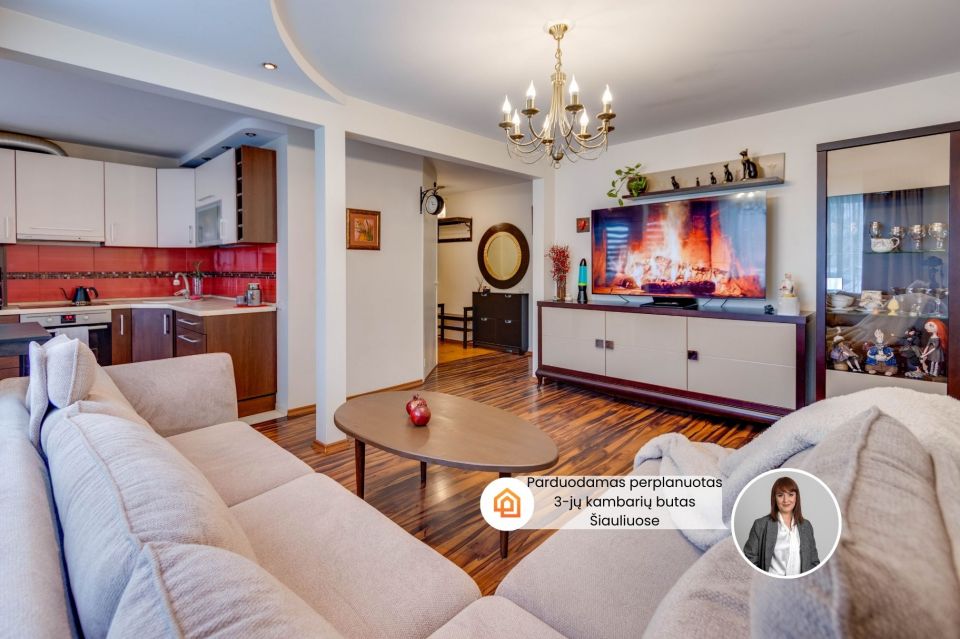 Parduodamas erdvus perplanuotas trijų kambarių butas K.Korsako g.43, &Scaron;iauliai