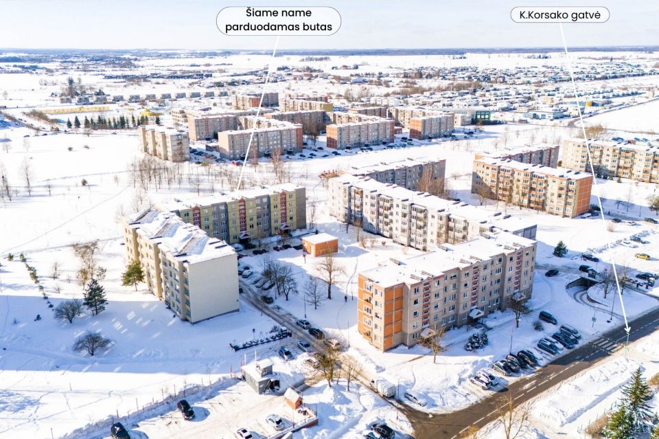 Parduodamas erdvus perplanuotas trijų kambarių butas K.Korsako g.43, &Scaron;iauliai