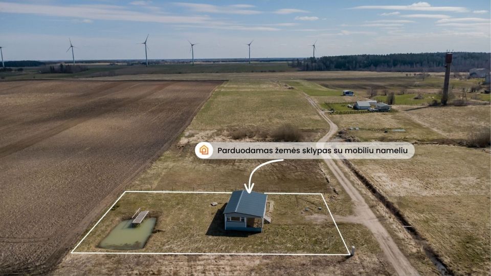 Parduodamas mobilus namelis su 13,42 arų žemės sklypu, Kretingos r. sav., Vydmantų sen. Kiauleikių k., Baltijos aklg.