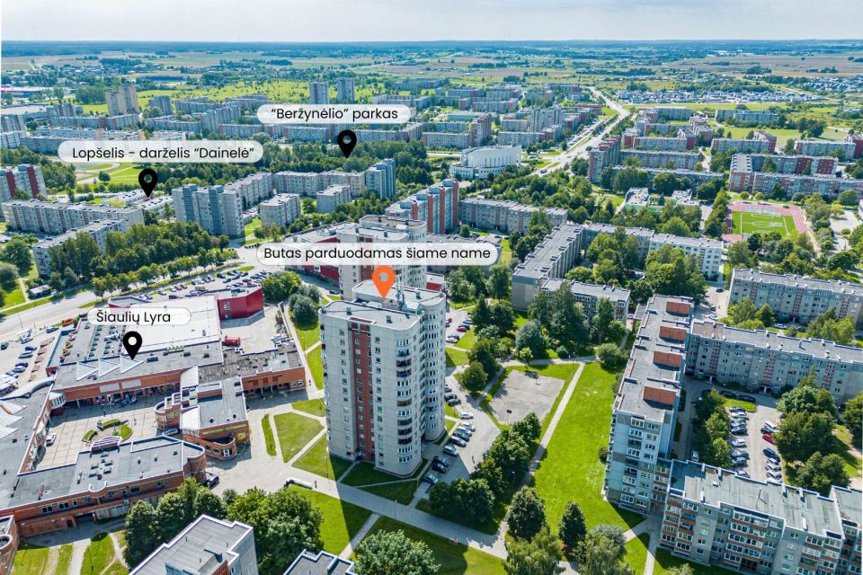 Parduodamas itin erdvus 3 kambarių butas &Scaron;iauliuose, Lyros g., pro kurio langus atsiveria plati miesto panorama!