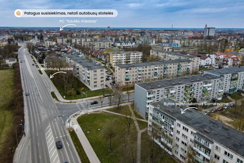 Parduodamas jaukus 3 kambarių butas miesto centre Šiauliuose, Dubijos g. 31.