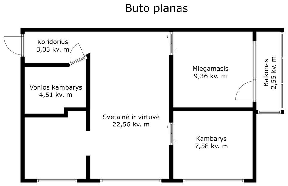 Parduodamas jaukus 3 kambarių butas miesto centre Šiauliuose, Dubijos g. 31.