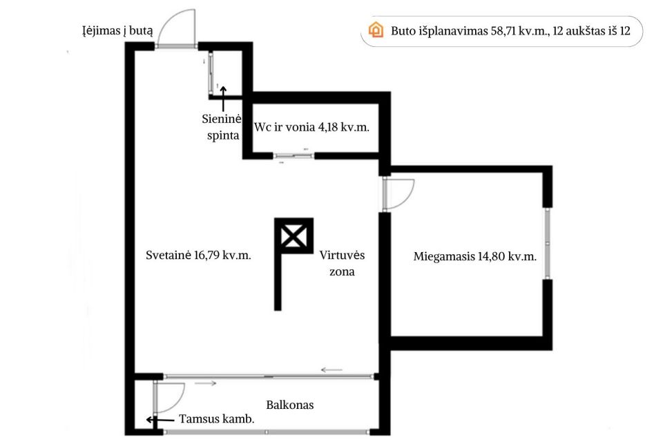 Parduodamas jaukus ir stilingai įrengtas 2 kambarių butas Marijampolėje, Kauno g., renovuotame name