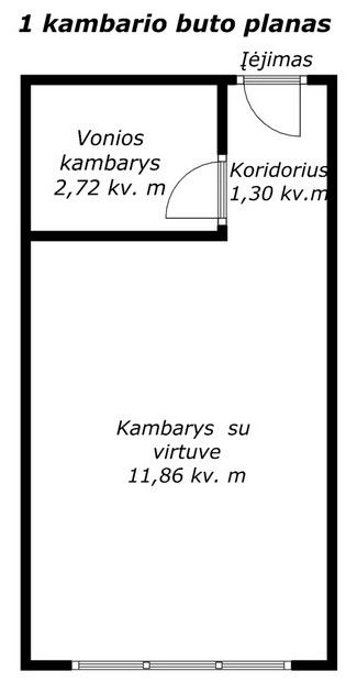 Parduodamas jaukus, šviesus ir tvarkingas 1 kambario butas bendrabučio tipo name Žemaitės g. 104, Šiauliai