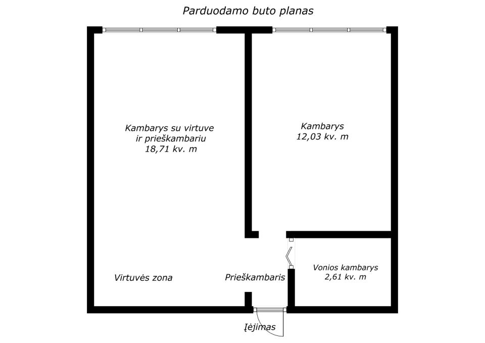 Parduodamas jaukus, tvarkingas 2 kambarių butas bendrabučio tipo name Žemaitės g. 104, Šiauliai.
