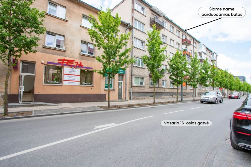 Parduodamas miesto centre 2 kambarių butas Vasario 16-osios g. 31, Šiauliuose