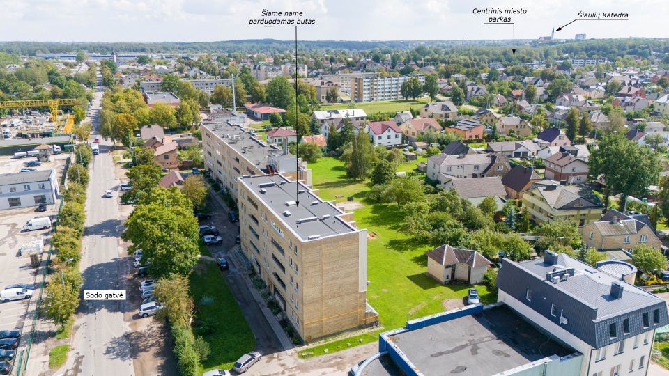 Parduodamas mūriniame name 3-čiame aukšte 2 kambarių butas Sodo g. 35,  Šiauliai