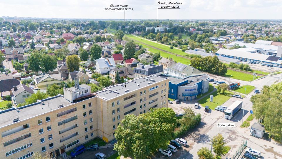 Parduodamas mūriniame name 3-čiame aukšte 2 kambarių butas Sodo g. 35,  Šiauliai