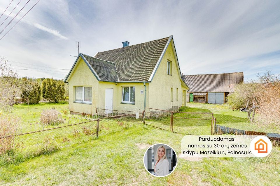Parduodamas mūrinis, ap&scaron;iltintas namas su 30 arų žemės sklypu Mažeikių r., Palnosų k.