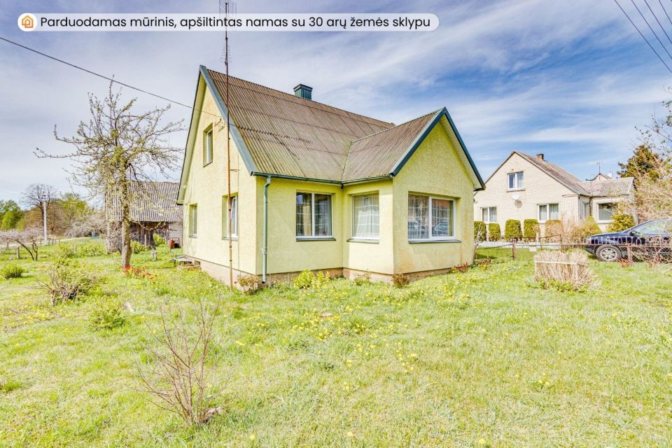 Parduodamas mūrinis, ap&scaron;iltintas namas su 30 arų žemės sklypu Mažeikių r., Palnosų k.