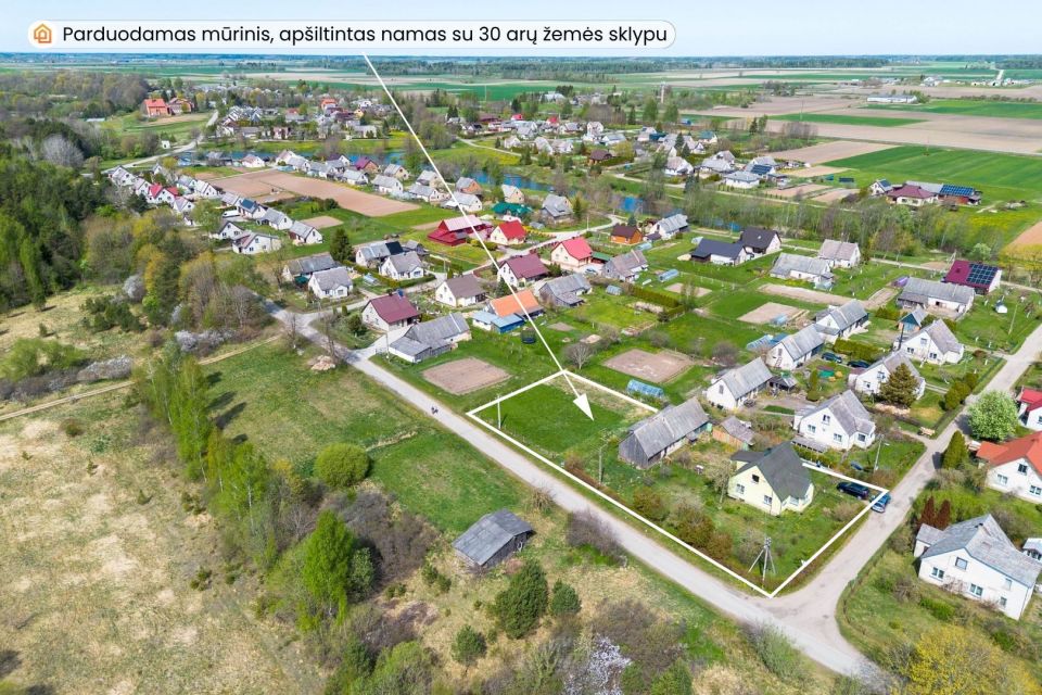 Parduodamas mūrinis, ap&scaron;iltintas namas su 30 arų žemės sklypu Mažeikių r., Palnosų k.