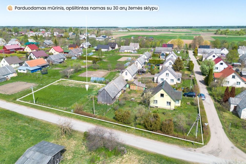 Parduodamas mūrinis, ap&scaron;iltintas namas su 30 arų žemės sklypu Mažeikių r., Palnosų k.