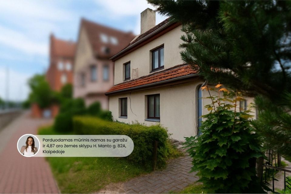 Parduodamas namas Klaipėdoje - gyvenamasis mūrinis namas su garažu ir 4,87 a sklypu pačiame Klaipėdos centre H. Manto g. 82A!