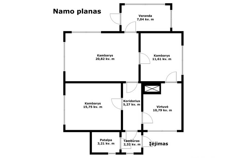Parduodamas mūrinis namas su 57,06 arų žemės sklypu Kaštonų g., Upynos k., Telšių r.