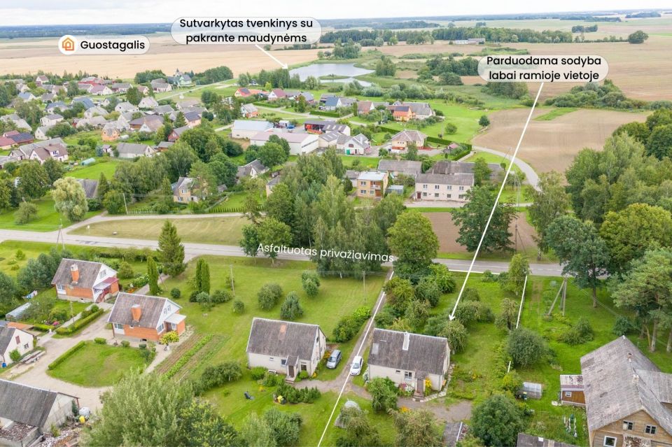 Parduodamas namas ramioje vietoje, Pakruojo rajone, Guostagalio k., Centrinės g. 10
