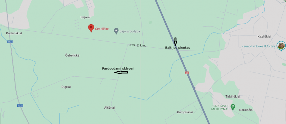 Parduodamas namų valdos sklypas 16,76 arų, Gimtinės g., 8, Čebeliškių k., Alšėnų sen., Kauno rajone.