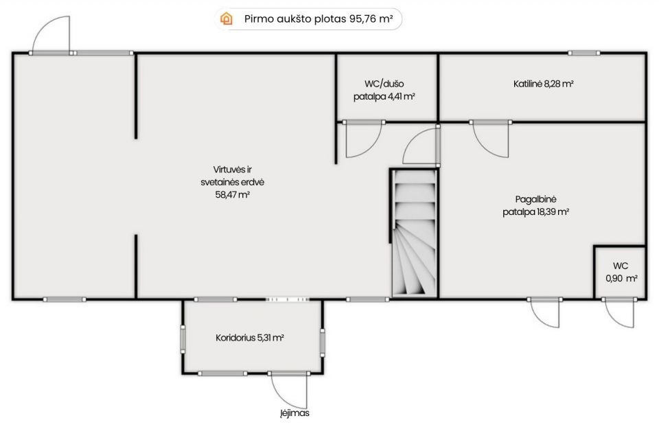 Parduodamas renovuotas gyvenamasis namas su komercinėmis patalpomis Laisvės g. 14, Drąsučiai, &Scaron;iaulių r.