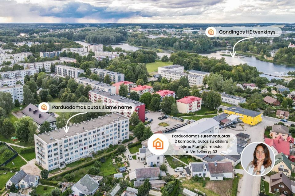 Parduodamas perplanuotas ir suremontuotas 2 k. butas A. Vai&scaron;vilos g., Plungės mieste