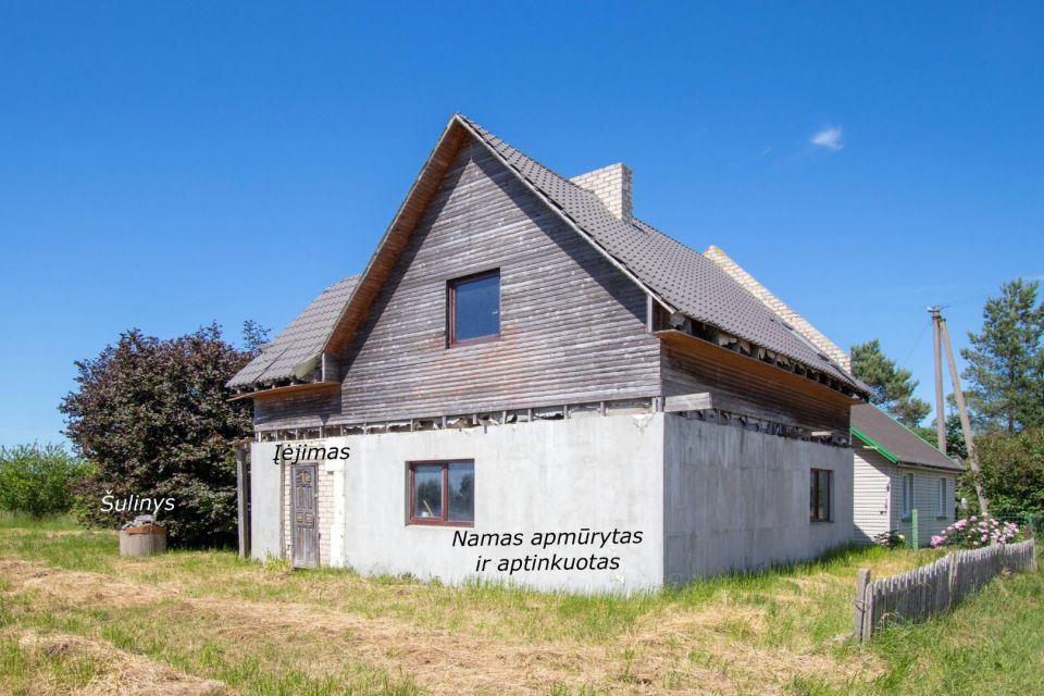 Parduodamas pradėtas rekonstruoti gyvenamas namas  Akmenės r., Pelkelėje, Kruopių g. 15