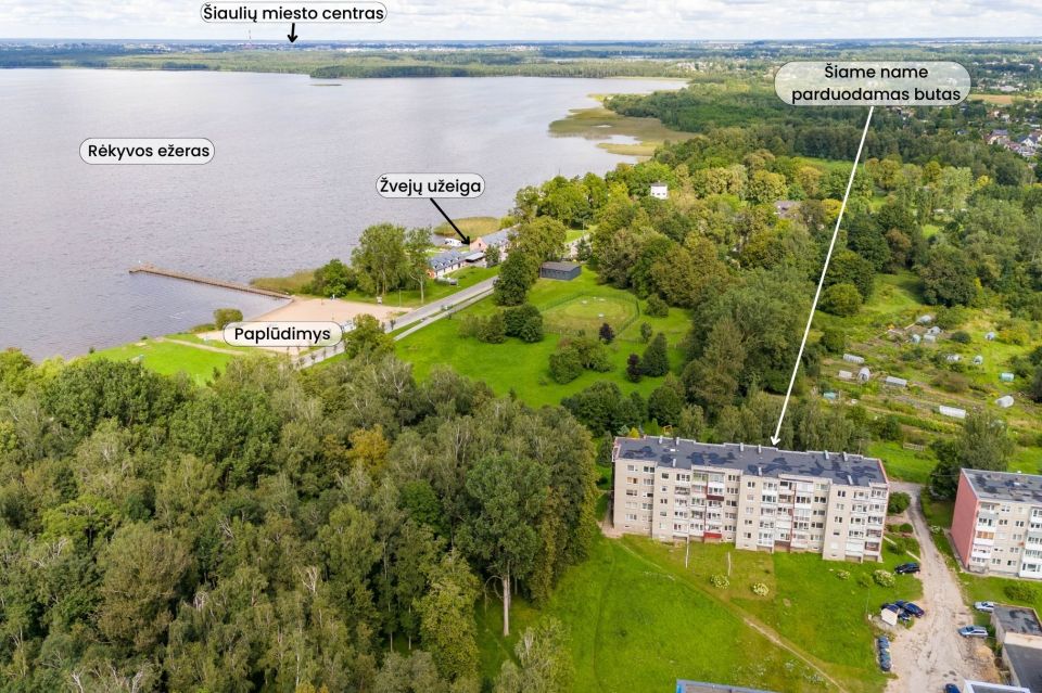 Parduodamas prie Rėkyvos ežero 1-no kambario butas Mechanikų g. 15,  Rėkyvos mikrorajone, Šiaulių mieste