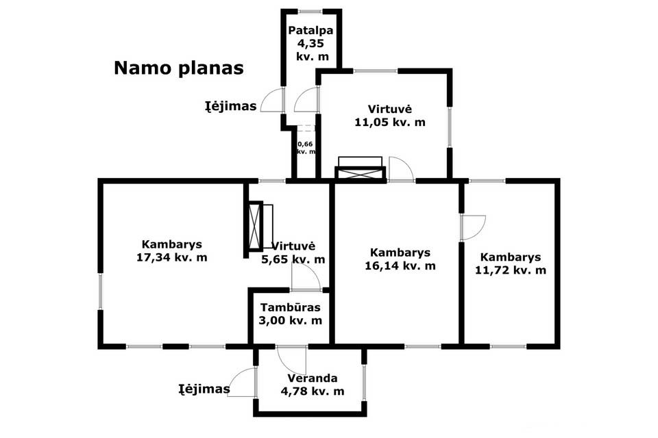 Parduodamas rąstinis namas su 6,37 arų žemės sklypu Kalnų g., Kelmėje.