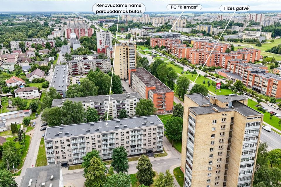 Parduodamas renovuotame name, po kapitalinio remonto šiuolaikiško interjero 1 kambario butas, Tilžės g. 40, Šiauliuose