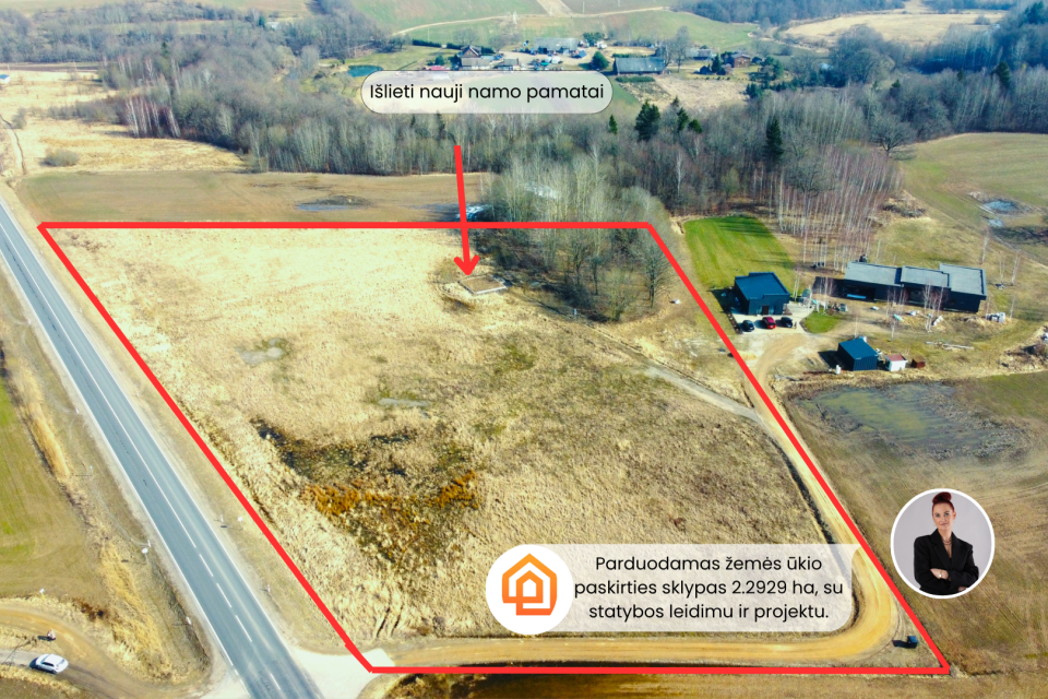 Parduodamas sklypas su namo projektu Kai&scaron;iadorių raj., Pavuolio km.