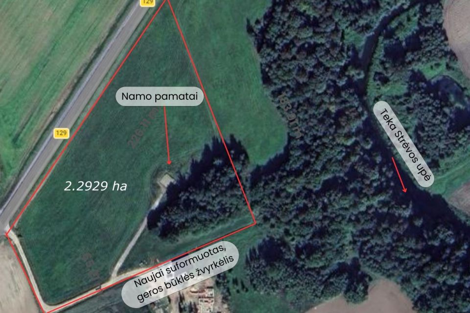 Parduodamas sklypas su namo projektu Kai&scaron;iadorių raj., Pavuolio km.