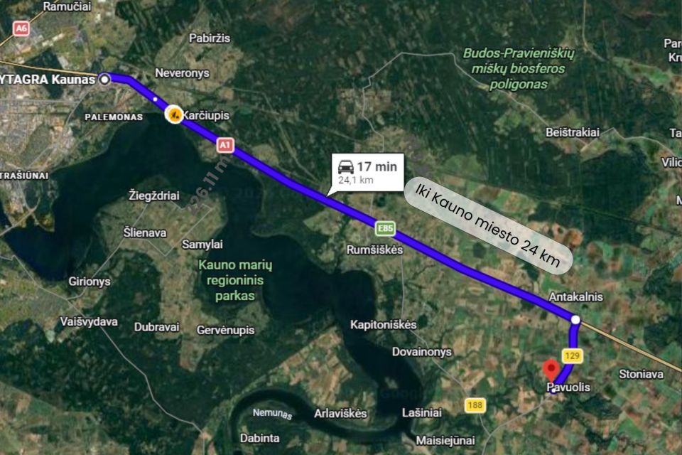 Parduodamas sklypas su namo projektu Kai&scaron;iadorių raj., Pavuolio km.