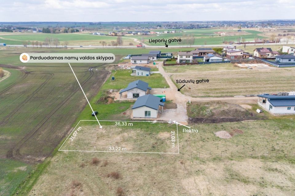 Parduodamas sklypas su namo projektu, naujų namų kvartale, &Scaron;iaulių r., Lieporių k., Sūduvių g. 30