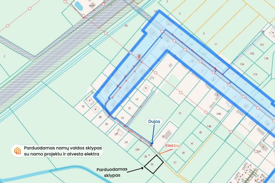 Parduodamas sklypas su namo projektu, naujų namų kvartale, &Scaron;iaulių r., Lieporių k., Sūduvių g. 30