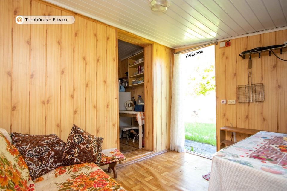 Parduodamas sodo sklypas su mediniu 12,86 kv.m. sodo nameliu, Lelijų g.14, Jubiliejinis 2 sodai, Toliočiai, &Scaron;iaulių r.