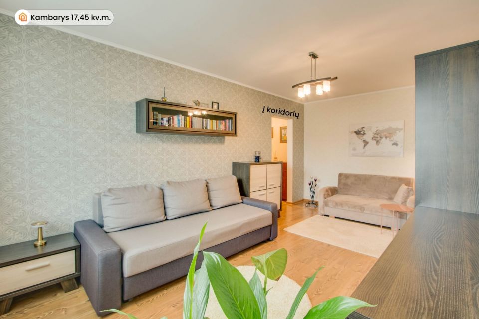 Parduodamas suremontuotas 1 kambario butas Gardino g. 25, Šiauliuose