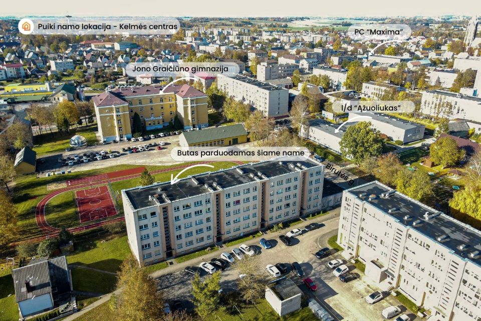 Parduodamas suremontuotas 2 kambarių butas Kelmėje, Birutės g. 2