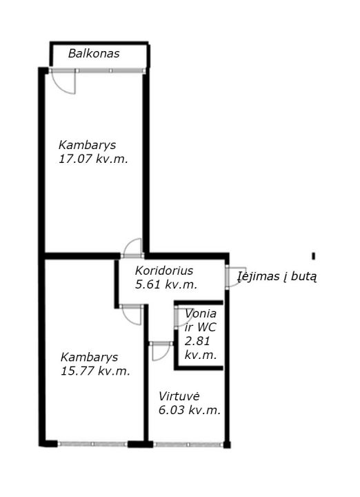 Parduodamas &scaron;viesus 2-jų kambarių butas renovuotame name Jonavoje, Birutės g. 6