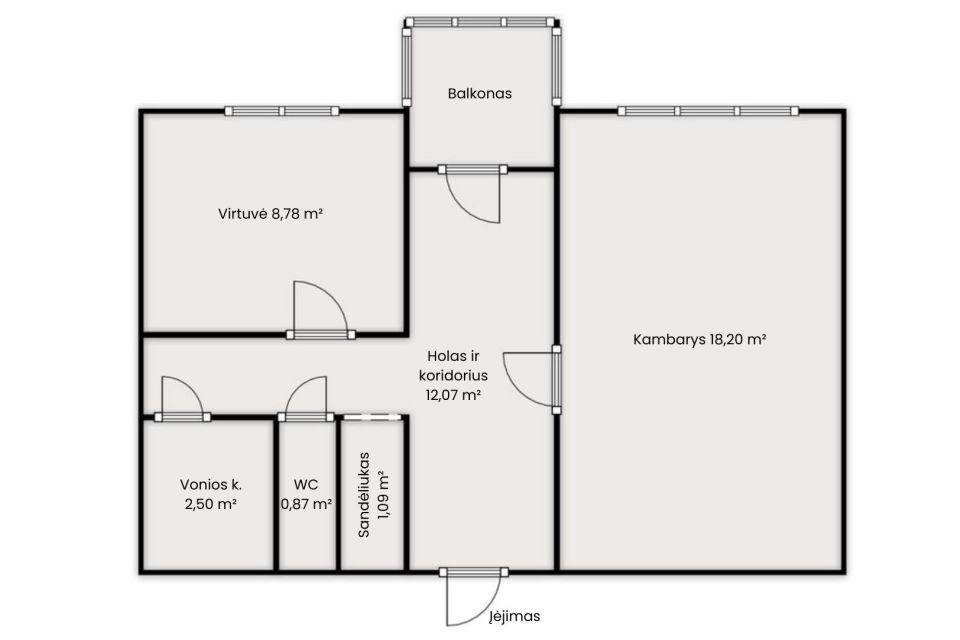Parduodamas &scaron;viesus ir tvarkingas 1 kambario butas su holu Vilniaus g. 44, Skuode