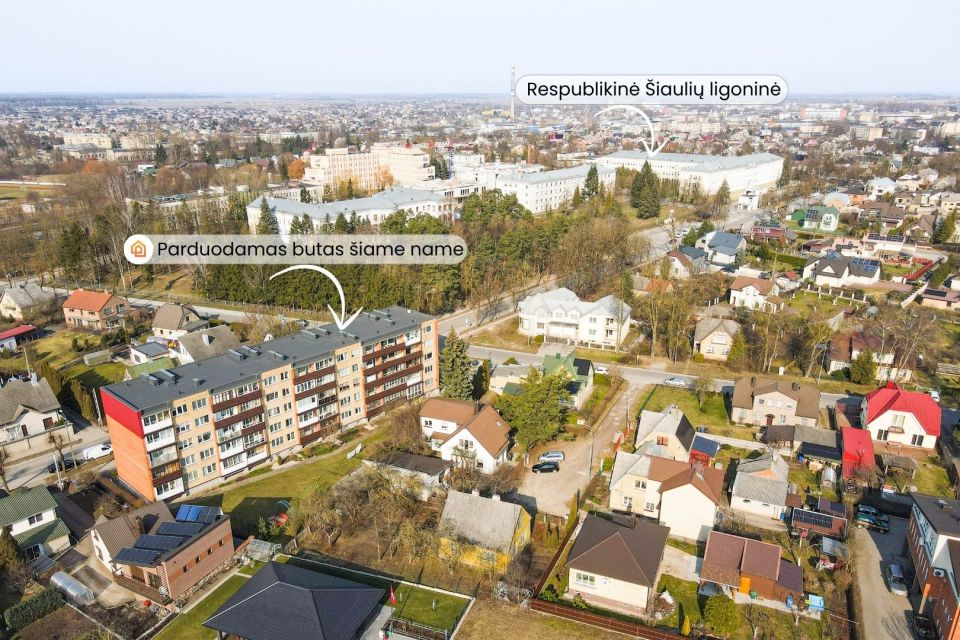 Parduodamas tvarkingas 1 kambario butas V. Kudirkos g. 48, Šiauliuose