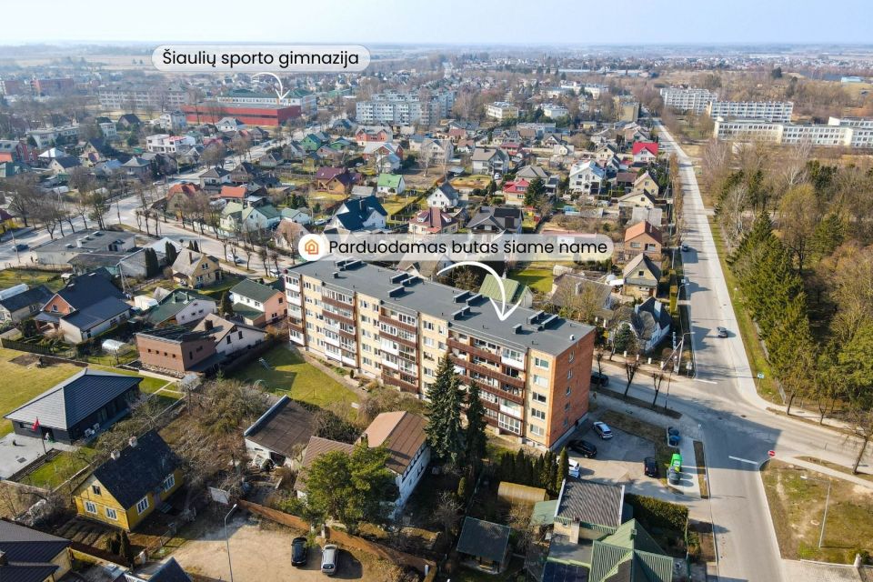 Parduodamas tvarkingas 1 kambario butas V. Kudirkos g. 48, Šiauliuose