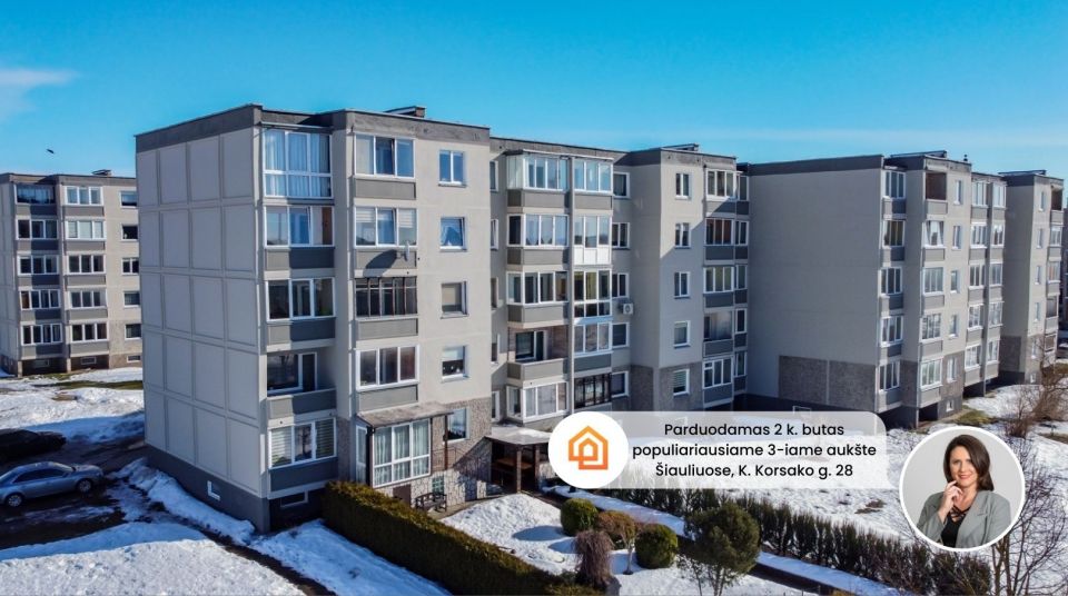 Parduodamas tvarkingas 2 k. butas 3-iame auk&scaron;te K. Korsako g. 28, &Scaron;iauliuose